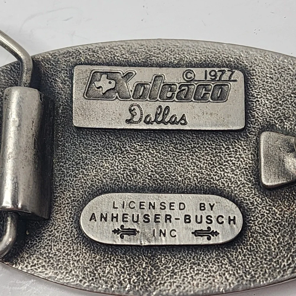 Budweiser King Of Beers Promo Belt Buckle - Vintage 1977 Koleaco Dallas